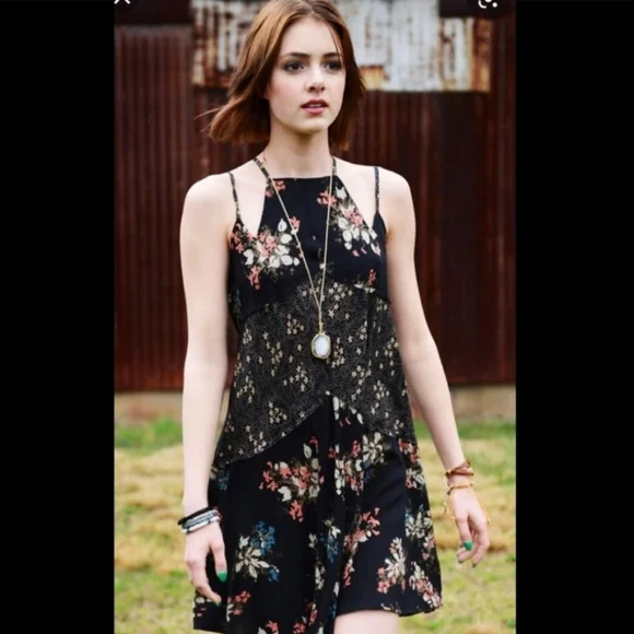 Free People Floral Black Dress Size Small - Picture 3 of 5